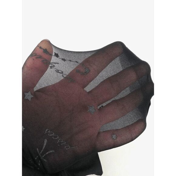 ⭐ Astrology Zodiac Constellations Tattoo Printed Black Sheer Nylon Tights NEW - Picture 13 of 16